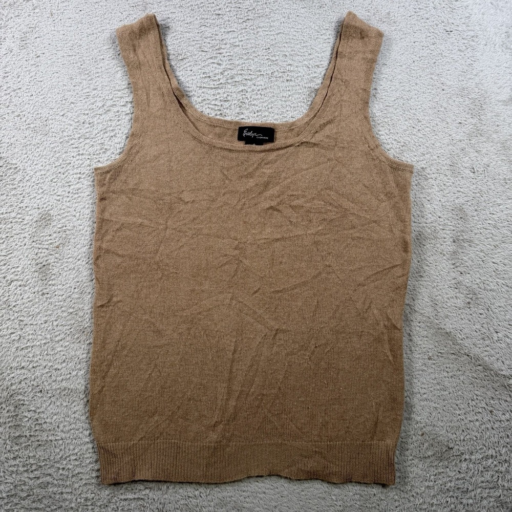 Evelyn Sweater Womens Small Tan Brown 100% Cashmere Sleeveless Tank Shirt Soft
